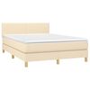 vidaXL Cama box spring c/ colch&atilde;o e LED 140x190 cm tecido cor creme
