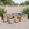 vidaXL Conjunto de Sof&aacute; de Jardim 13 pcs Bege e Cinza Claro vime PE