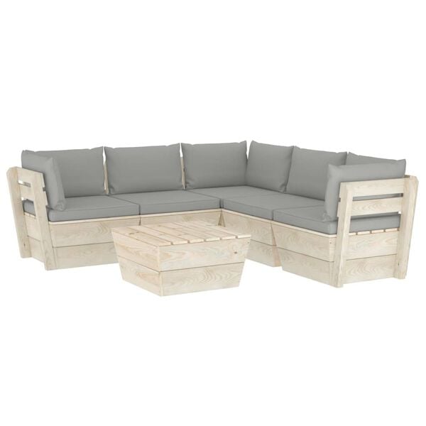 vidaXL 6 pcs conjunto lounge de paletes + almofad&otilde;es madeira de abeto