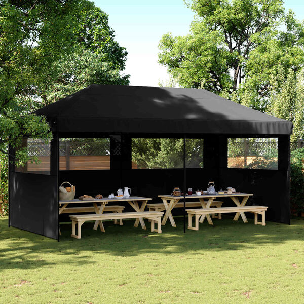 vidaXL Tenda de Festa Preto 292 x 580 x 315 cm Tecido Oxford