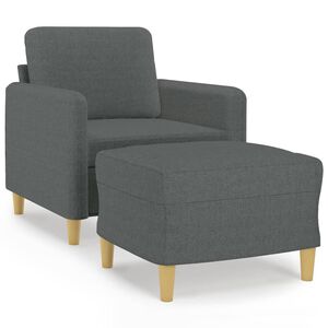 vidaXL Poltrona com apoio de p&eacute;s 60 cm tecido cinzento-escuro