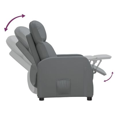vidaXL Poltrona reclinável couro artificial cinza