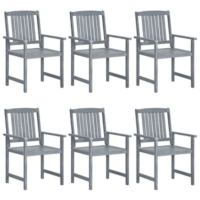 vidaXL Cadeiras de jardim c/ almofadões 6 pcs acácia maciça cinzento