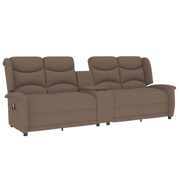 vidaXL Poltrona massagem 4 lug. recl. c/suporte copo cinza-acastanhado