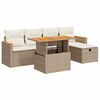 vidaXL 6 pcs conjunto de sof&aacute;s p/ jardim com almofad&otilde;es vime PE bege