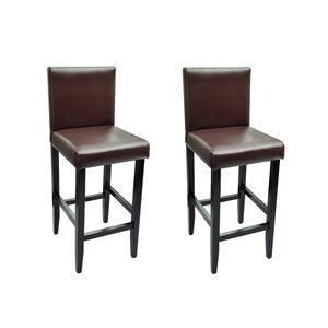 vidaXL Bancos de bar 2 pcs couro artificial castanho-escuro