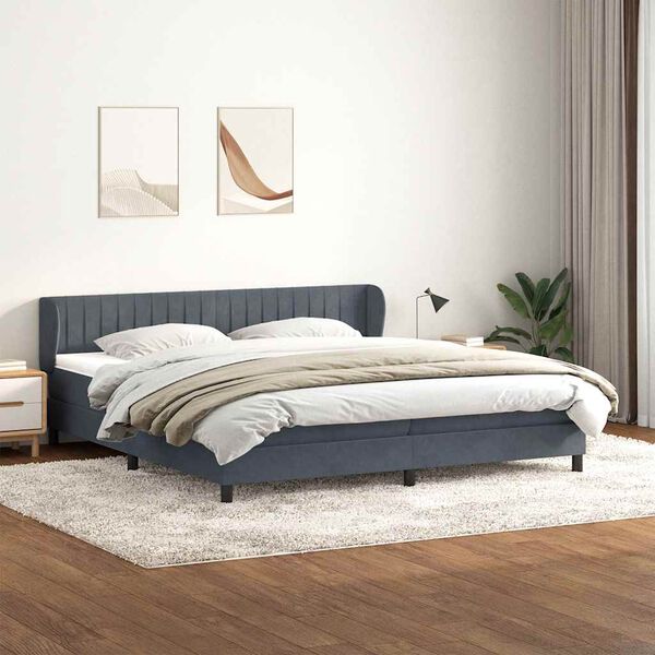 vidaXL Cama com molas/colch&otilde;es 180x210 cm veludo cinzento-escuro