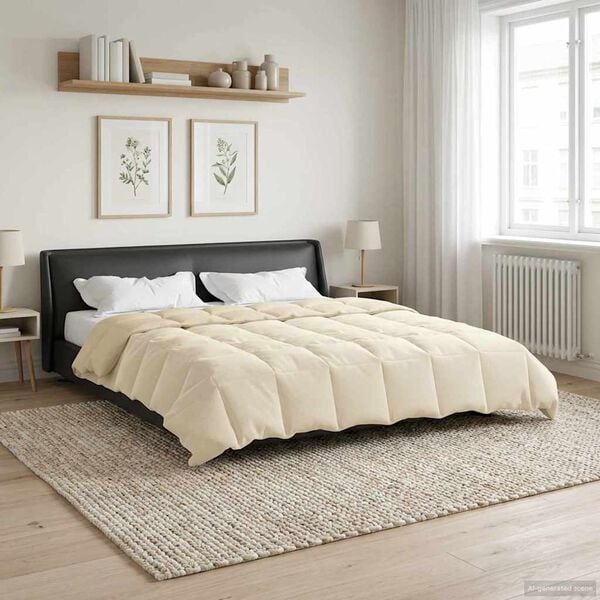 vidaXL Edredom de Inverno Colchonete Creme 200 x 240 cm Microfibra
