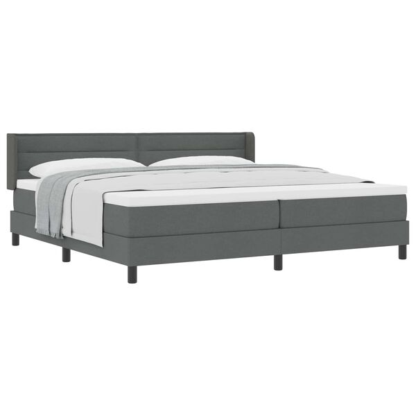 vidaXL Cama Box com colch&atilde;o Cinza Escuro 200 x 200 cm Poli&eacute;ster