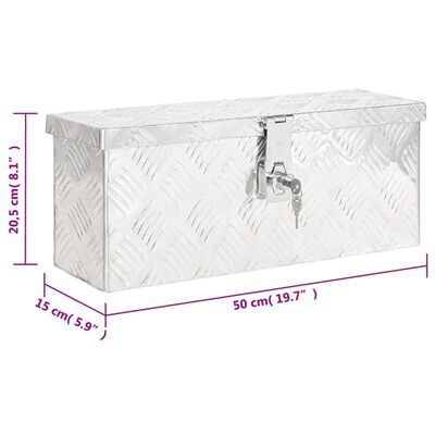 vidaXL Caixa de arrumação 50x15x20,5 cm alumínio prateado