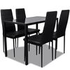 vidaXL Conjunto de jantar 5 pcs couro artificial preto
