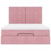 vidaXL Estrutura de cama otomana com colch&otilde;es 140x200 cm veludo rosa