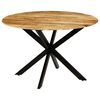 vidaXL Mesa jantar madeira de mangueira maci&ccedil;a &aacute;spera + a&ccedil;o 120x77 cm
