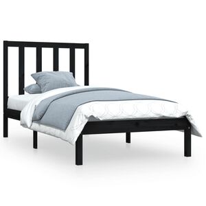 vidaXL Estrutura de cama 100x200 cm pinho maci&ccedil;o preto