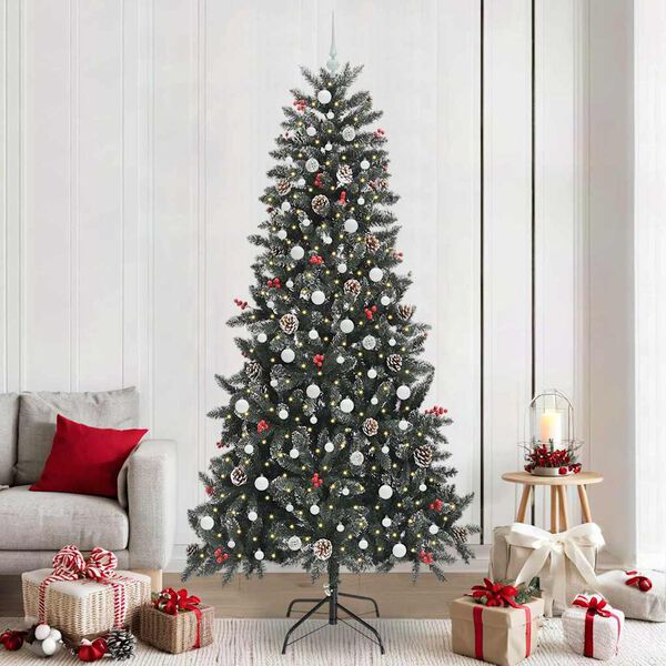 vidaXL &Aacute;rvore de Natal Artificial Verde 240 cm PVC, Pl&aacute;stico e A&ccedil;o