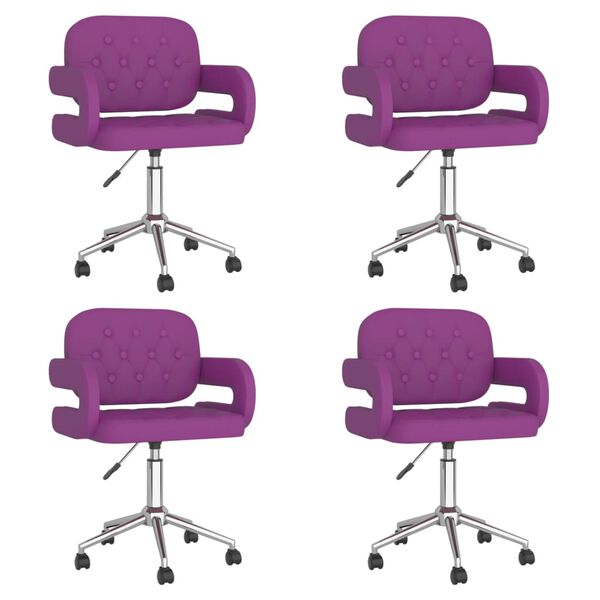 vidaXL Cadeiras de jantar girat&oacute;rias 4 pcs couro art. roxo