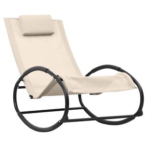 vidaXL Espregui&ccedil;adeira com almofada a&ccedil;o e textilene cor creme