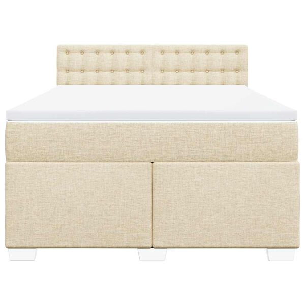 vidaXL Cama com molas/colch&atilde;o 140x190 cm tecido cor creme