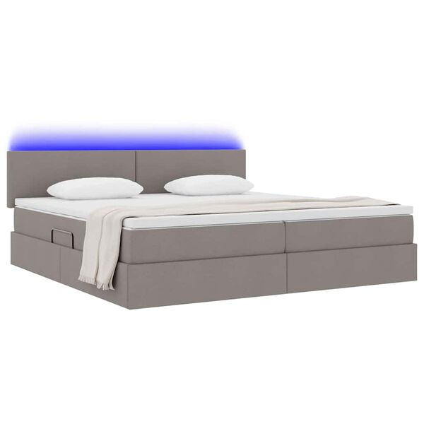 vidaXL Cama com arruma&ccedil;&atilde;o e LED Cinzento-acastanhado 200 x 200 cm