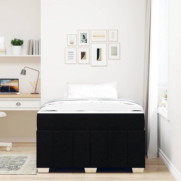 vidaXL Estrutura da Cama com colch&atilde;o Preto 120 x 200 cm tecido