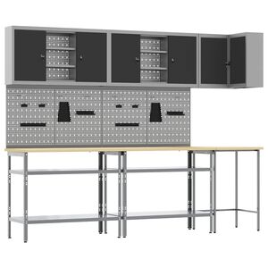 vidaXL Conjunto de Arm&aacute;rios de Trabalho Manual 10 unid. Preto e Cinza