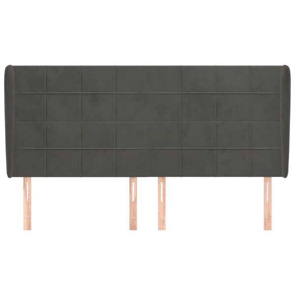 vidaXL Cabeceira cama c/ abas veludo 183x23x118/128 cm cinzento-escuro