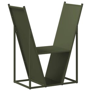 vidaXL Suporte para lenha a&ccedil;o laminado a frio verde azeitona