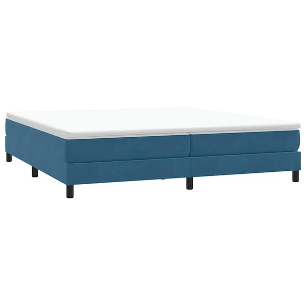 vidaXL Cama com molas sem colch&atilde;o 200x220 cm veludo azul-escuro