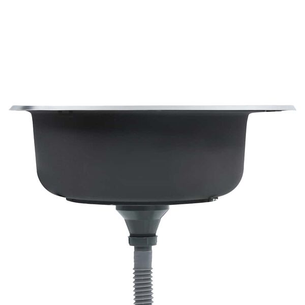 vidaXL Lava-louças de cozinha com ralo e sifão aço inoxidável