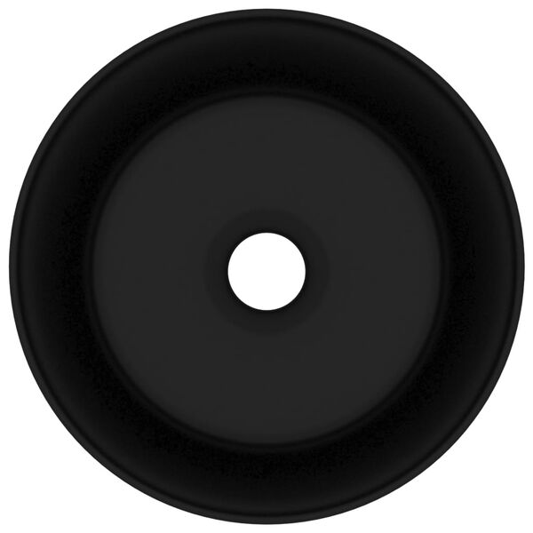 vidaXL Lavatório luxuoso redondo 40x15 cm cerâmica preto mate