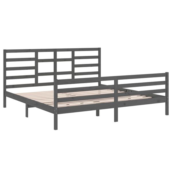 vidaXL Estrutura de cama 200x200 cm madeira maci&ccedil;a cinzento