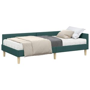 vidaXL Estrutura de Cama de Canto com Colch&atilde;o 2 pcs Verde tecido
