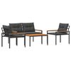vidaXL Conjunto de M&oacute;veis para Exterior 4 pcs Cinzento-Escuro vime PE