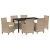 vidaXL Conjunto de Jantar para Jardim 7 unid. Bege vime PE