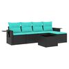vidaXL Conjunto de sof&aacute; de jardim com 6 pe&ccedil;as e almofadas em rattan sint&eacute;tico preto