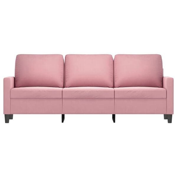 vidaXL Sof&aacute; de 3 lugares 180 cm veludo rosa