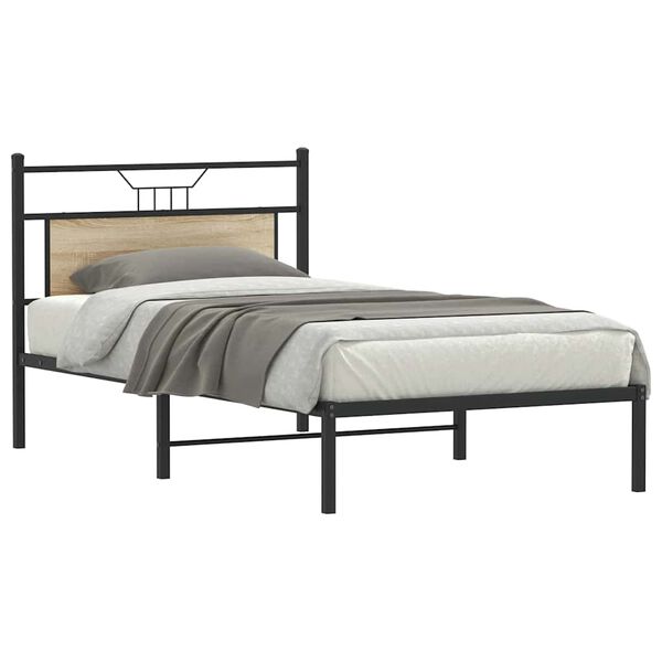 vidaXL Estrutura de cama sem colch&atilde;o 107x203 cm carvalho sonoma