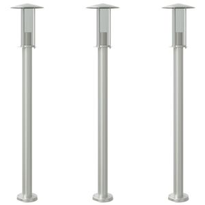 vidaXL Candeeiro de ch&atilde;o para exterior 3 pcs 100 cm a&ccedil;o inox. prateado
