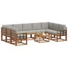 vidaXL Conjunto de Sof&aacute;s para Exterior 10 pcs Cinza Natural e Claro
