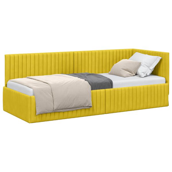 vidaXL Estrutura de Cama de Canto Amarelo 80 cm x 200 cm Veludo