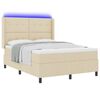vidaXL Cama Box Spring LED com colch&atilde;o Creme 140 x 200 cm tecido