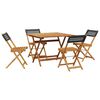 vidaXL 5 pcs conjunto de jantar p/ jardim vime PE/madeira maci&ccedil;a preto