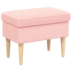 vidaXL Pufe para os P&eacute;s Rosa 55 x 35 x 41 cm Boucl&eacute;