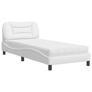 vidaXL Cama com colch&atilde;o Hvar 80x200 cm couro artificial branco