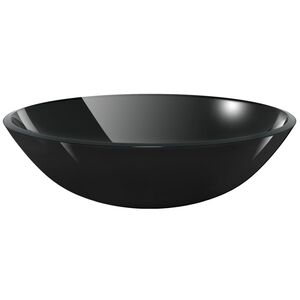 vidaXL Lavat&oacute;rio em vidro temperado, 42 cm, preto