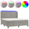 vidaXL Cama box spring c/ colch&atilde;o/LED 180x200 cm veludo cinzento-claro