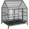 vidaXL Jaula para c&atilde;o com rodas a&ccedil;o galvanizado preto