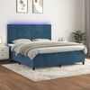 vidaXL Cama box spring c/ colch&atilde;o/LED 180x200 cm veludo azul-escuro