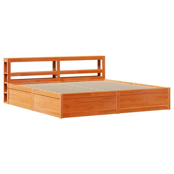 vidaXL Estrutura cama c/ cabeceira 180x200cm pinho maci&ccedil;o castanho-mel