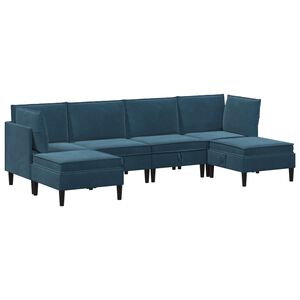 vidaXL Conjunto de M&oacute;veis para Sala de Estar 6 unid. Azul Veludo